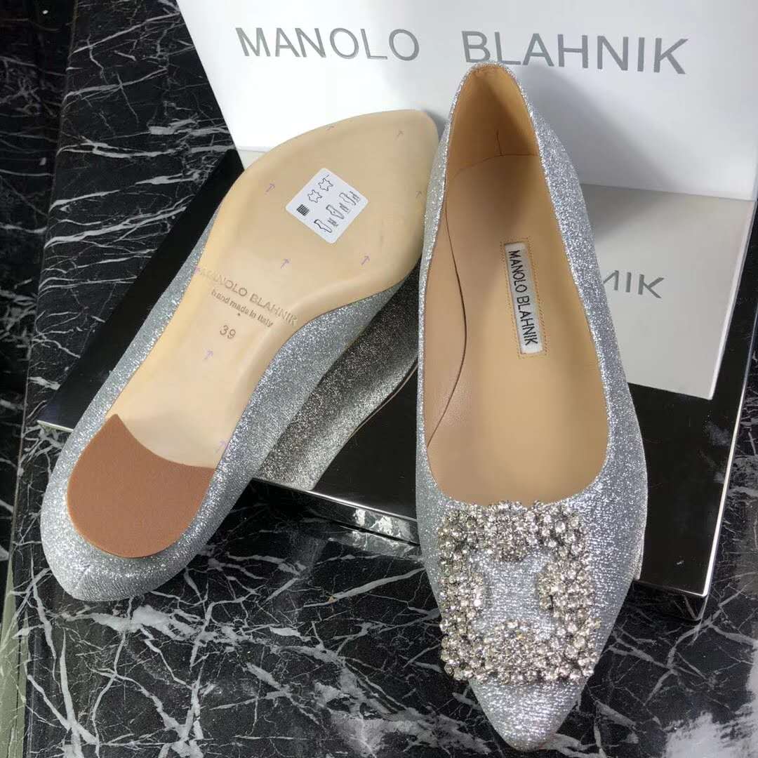 Manolo Blahnik Hangisi Flat Glitter Manolo Blahnik Hangisi Flat Glitter
