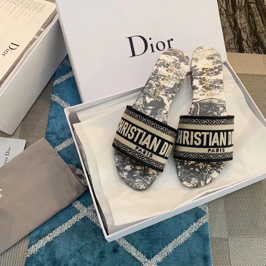Dior Dway Mule Navy With Printed Insoles