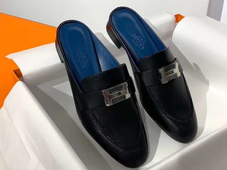 Hermes Trocadero Mule Noir