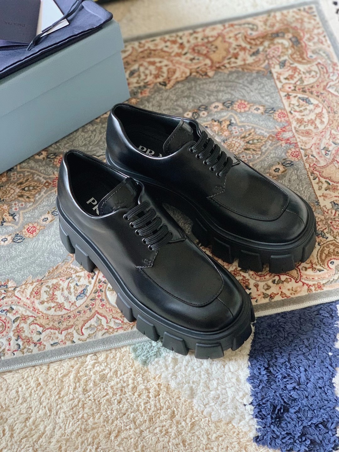 Prada Monolith Patent Leather Lace-Up Shoes