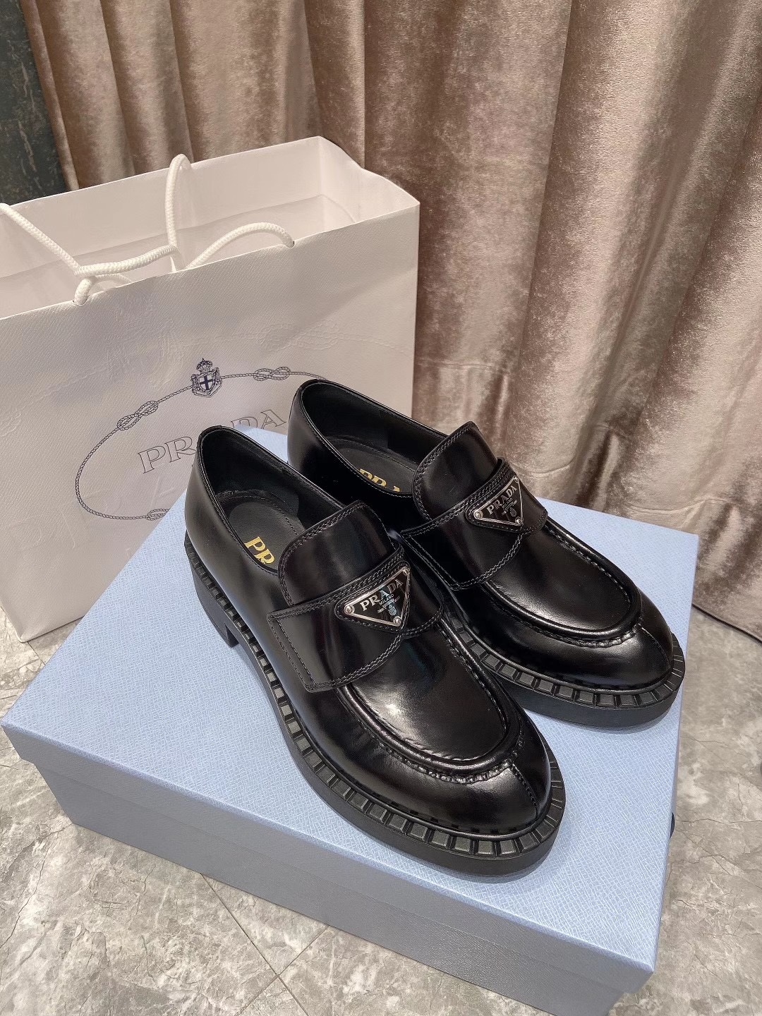 Prada Brushed Leather Loafers