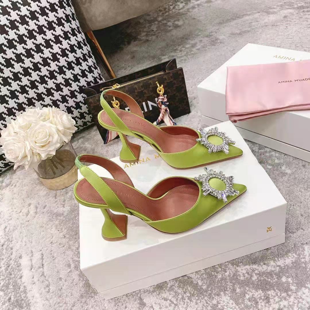 Amina Muaddi Begum Satin Rainbow