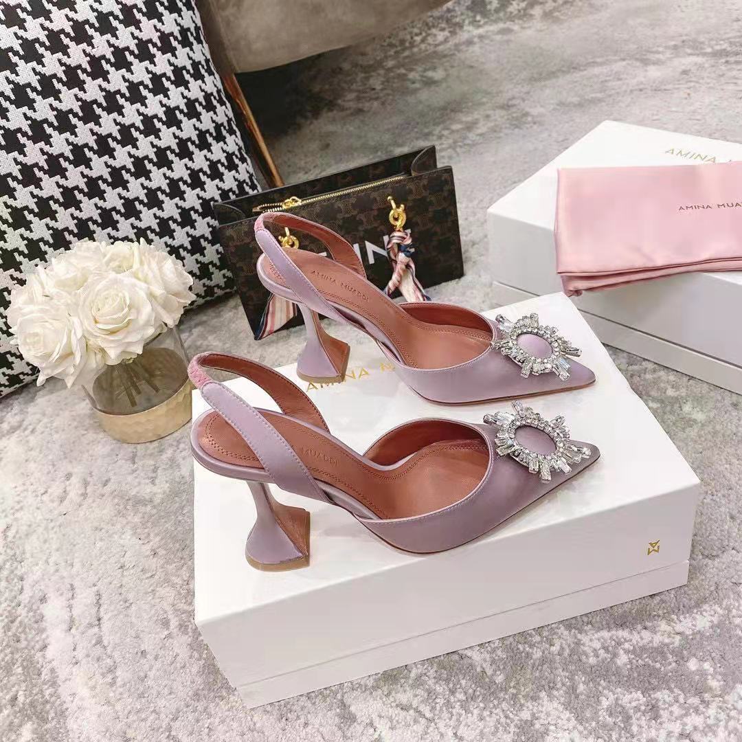 Amina Muaddi Begum Satin Rainbow