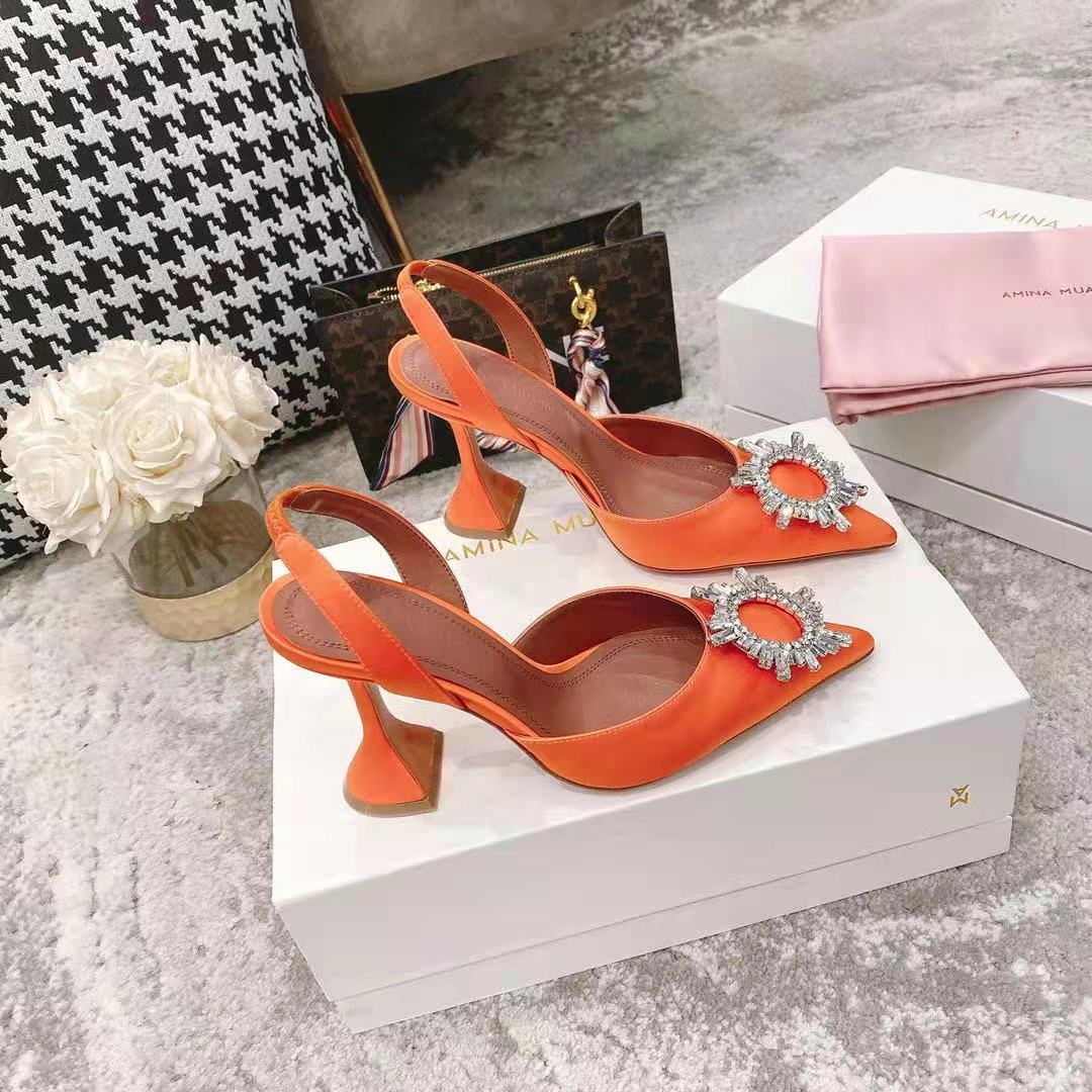 Amina Muaddi Begum Satin Rainbow