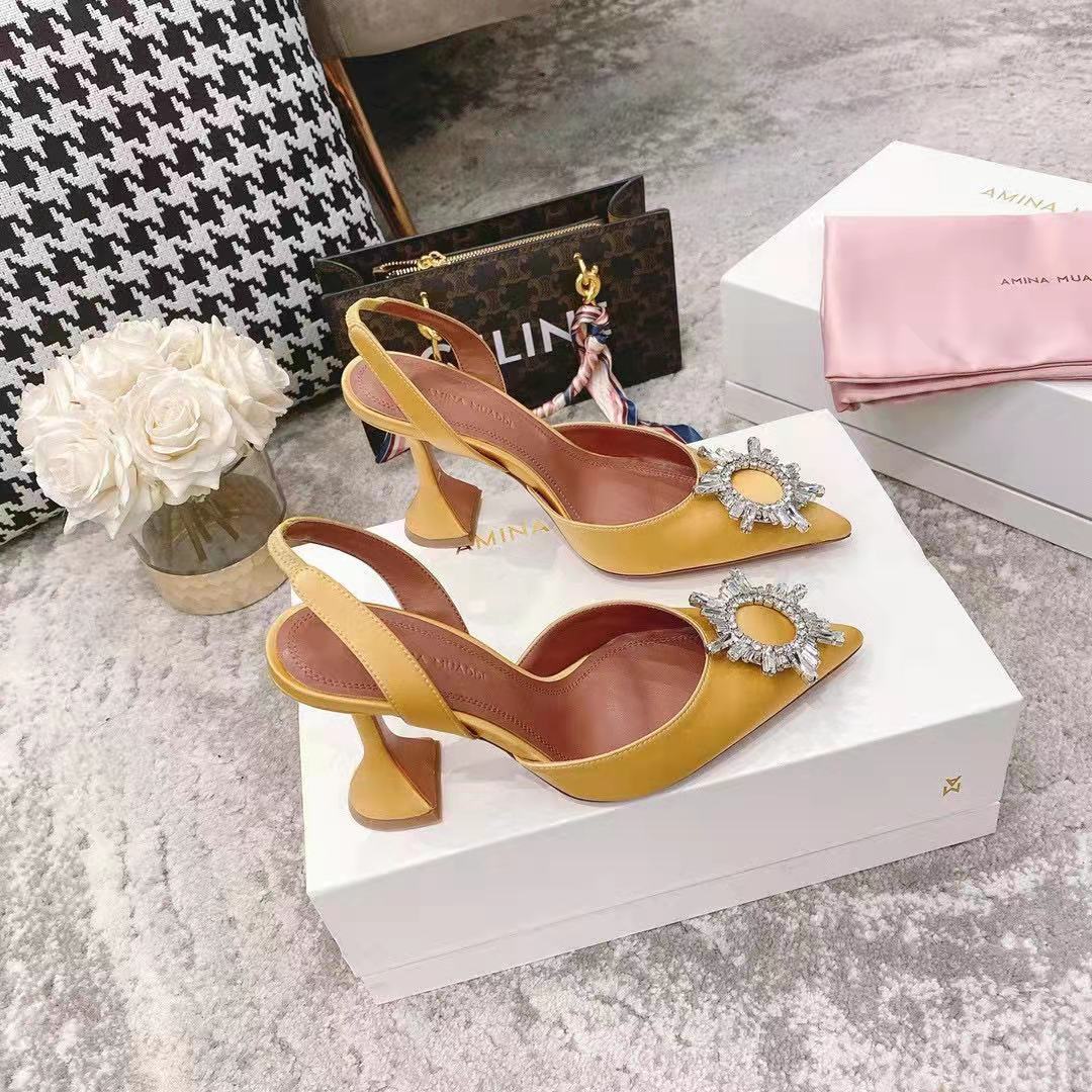 Amina Muaddi Begum Satin Rainbow
