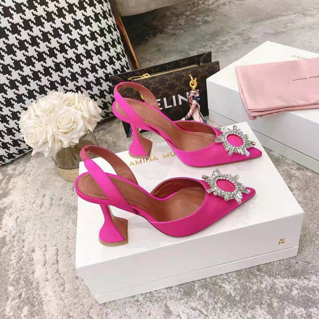 Amina Muaddi Begum Satin Rainbow