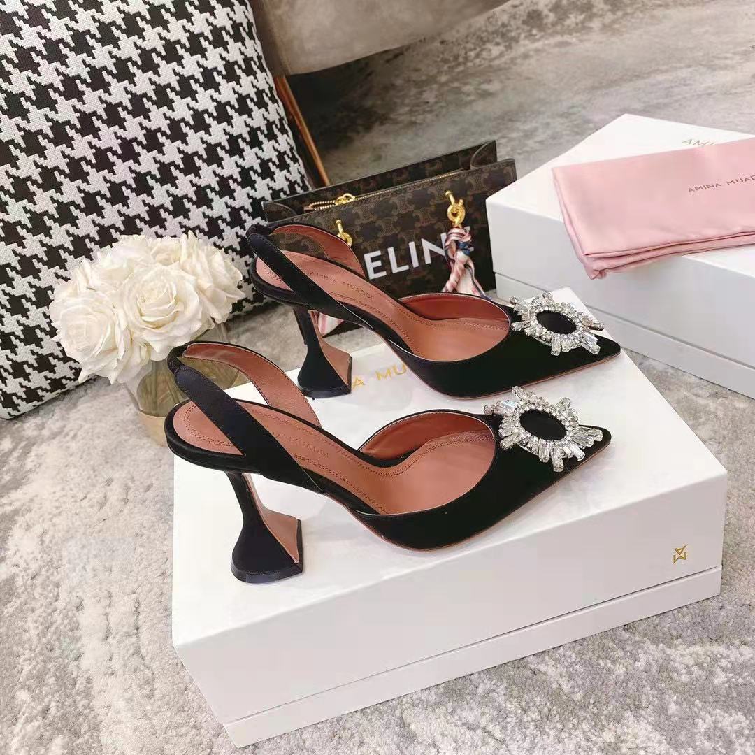 Amina Muaddi Begum Satin Rainbow