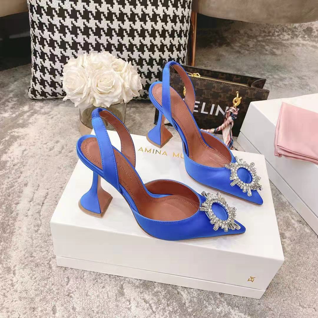 Amina Muaddi Begum Satin Rainbow