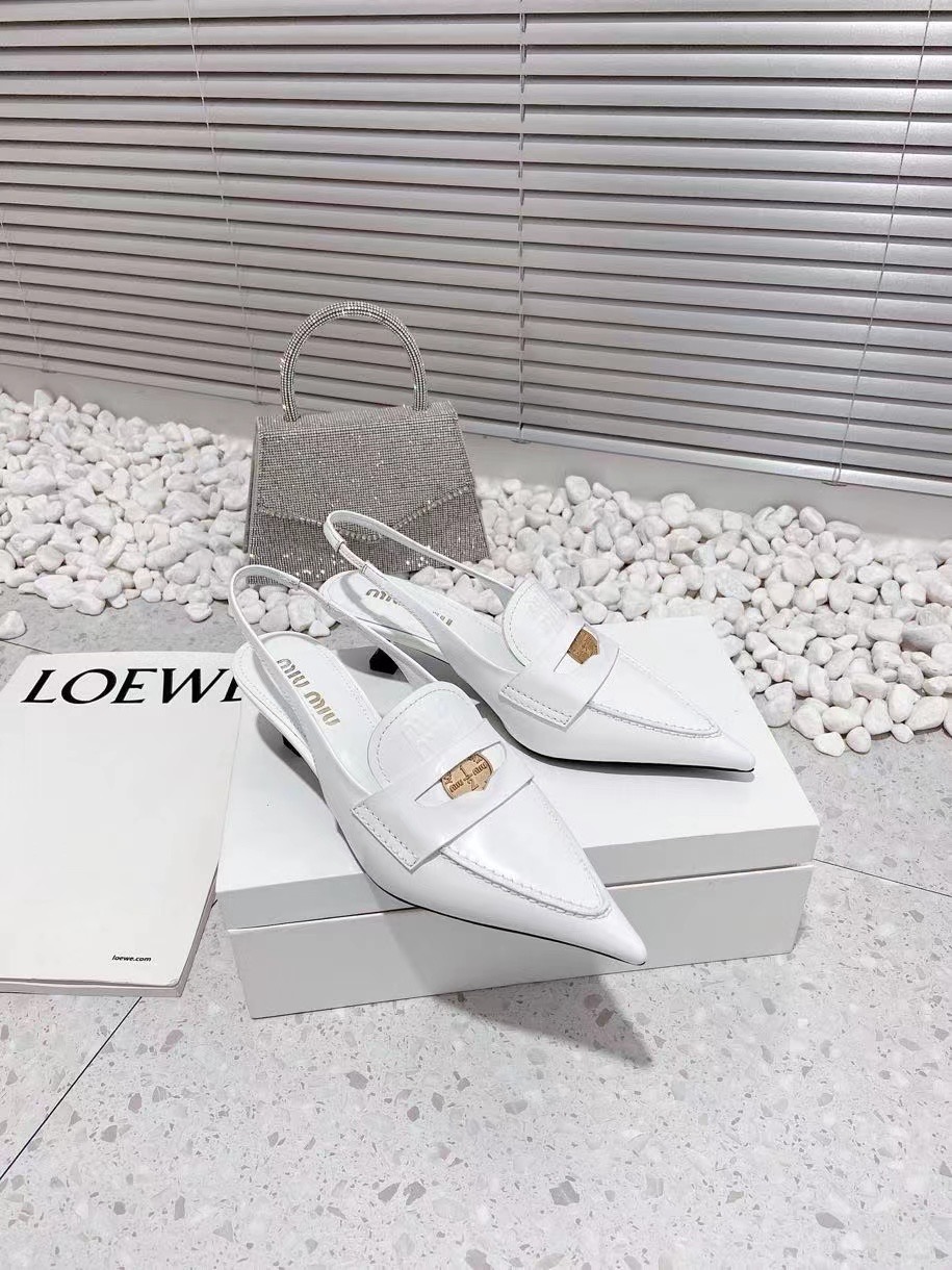 Miu Miu Leather Loafers With Heel