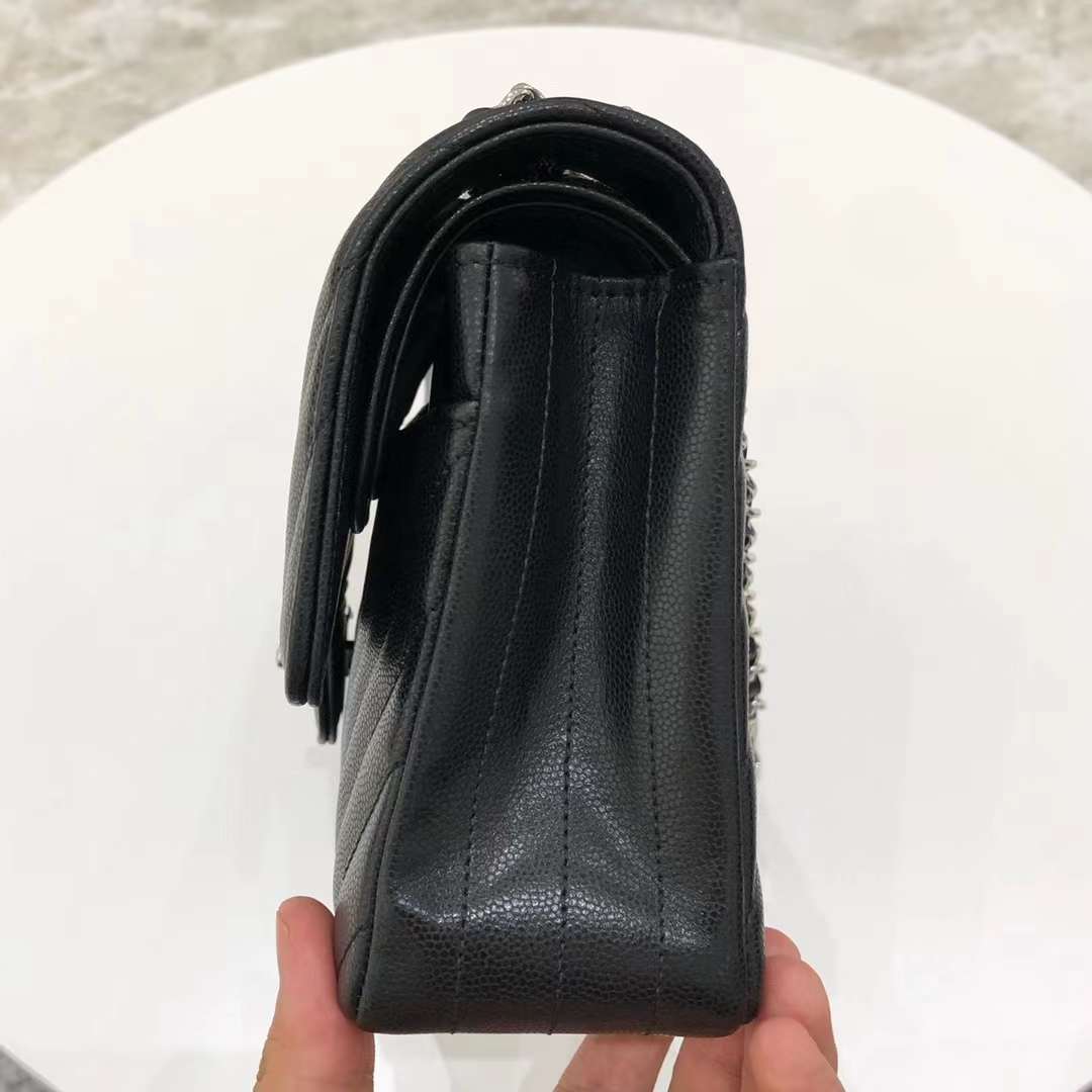 Chanel Classic Double Flap Chevron Black Medium Chanel Classic Double Flap Chevron Black Medium