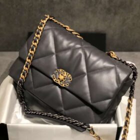 Chanel 19 Large Flap Bag Dark Grey