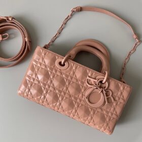 Dior Lady D-Joy Medium Rose Des Vents Cannage Calfskin with Diamond Motif