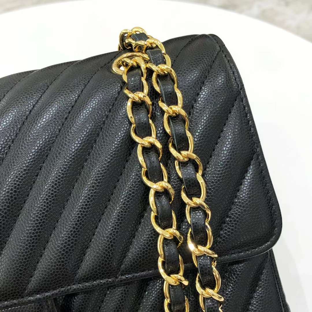 Chanel Classic Double Flap Chevron Black Medium Chanel Classic Double Flap Chevron Black Medium