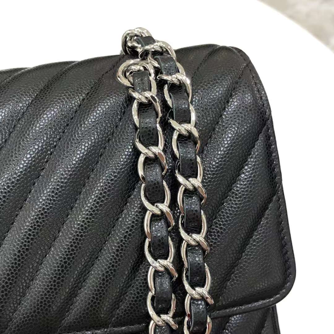 Chanel Classic Double Flap Chevron Black Medium Chanel Classic Double Flap Chevron Black Medium