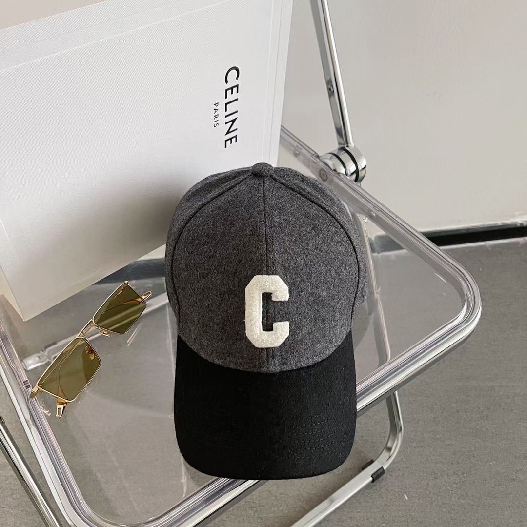 Celine C Baseball Cap In Wool