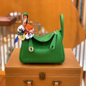 Hermès Lindy Mini Clemence Bambou PHW