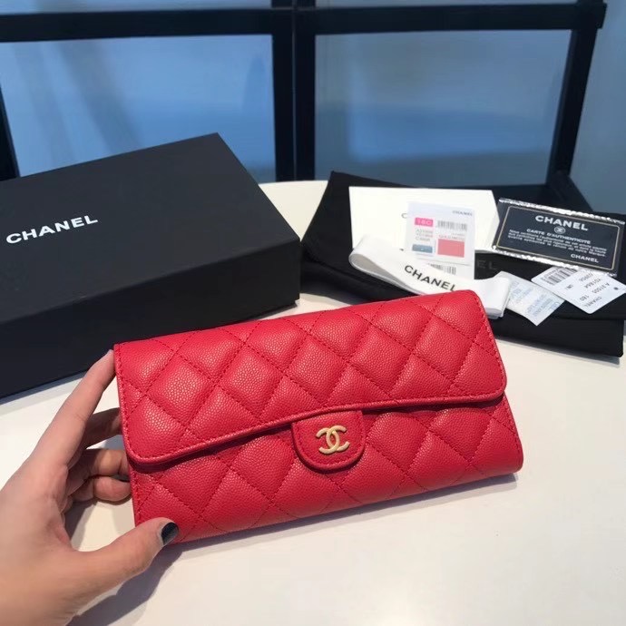 Chanel Quilted Caviar Long Wallet