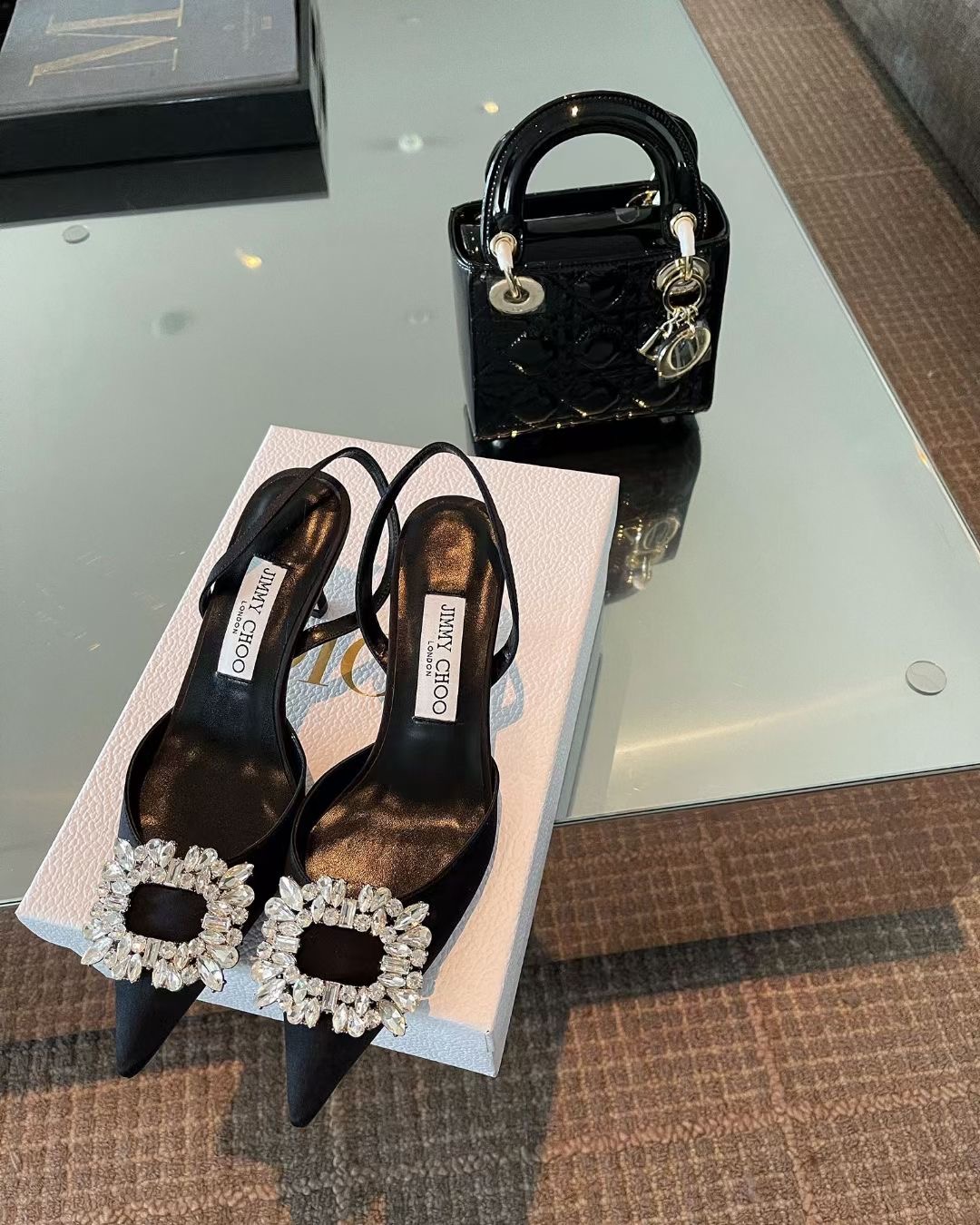 Jimmy Choo Satin Pumps With Crystal Buckle