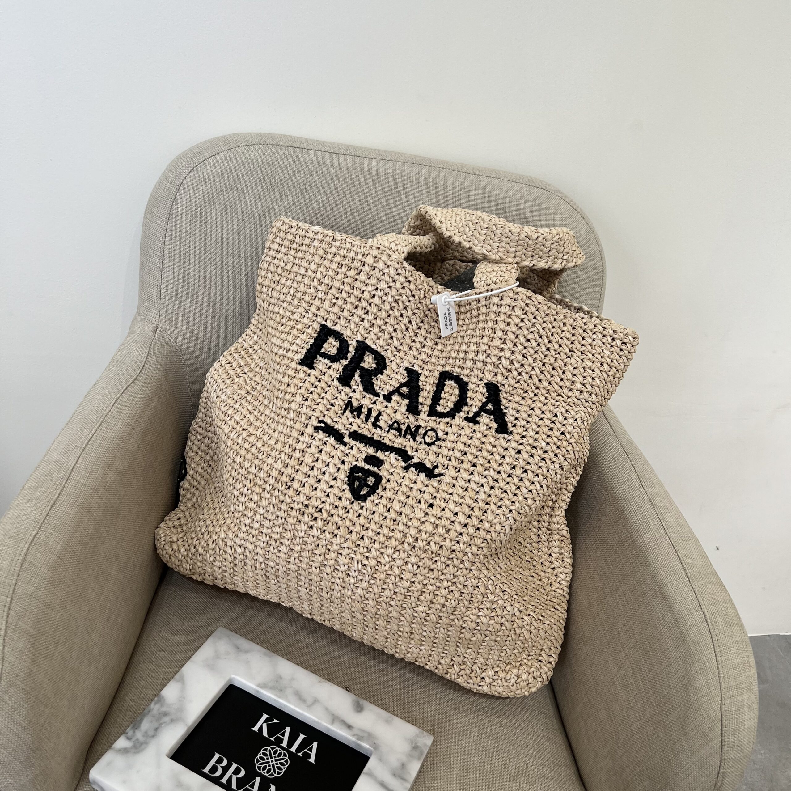 Prada Raffia Tote Bag