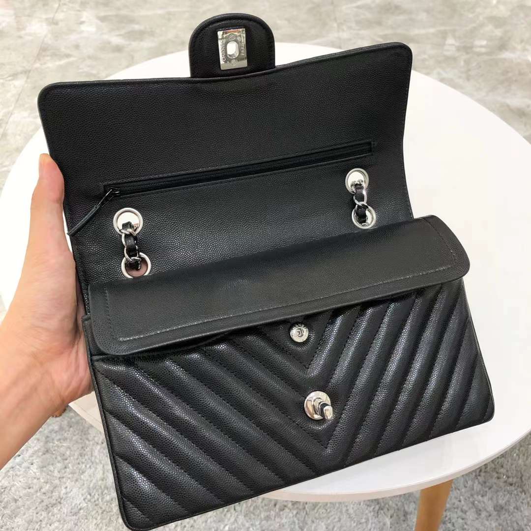 Chanel Classic Double Flap Chevron Black Medium Chanel Classic Double Flap Chevron Black Medium