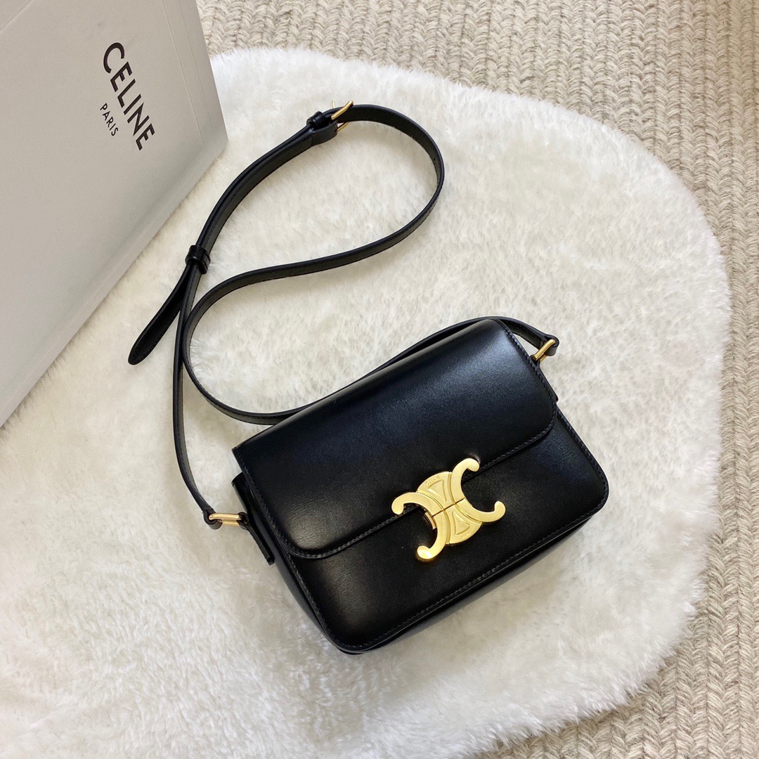 Celine Teen Triomphe Bag In Shiny Calfskin