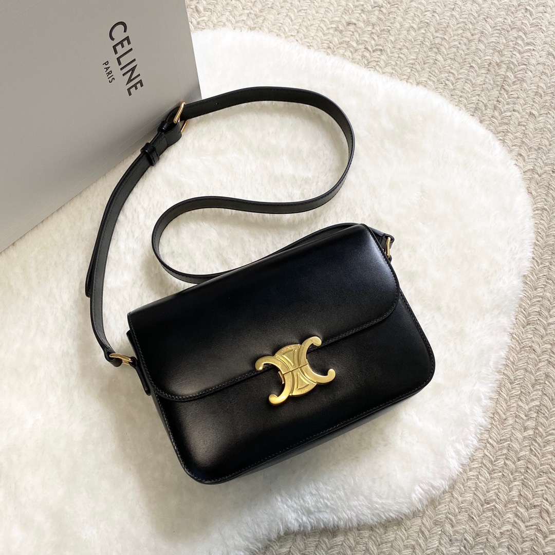 Celine Medium Triomphe Bag In Shiny Calfskin