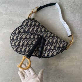 Dior Oblique Embroidered Canvas Saddle Bag