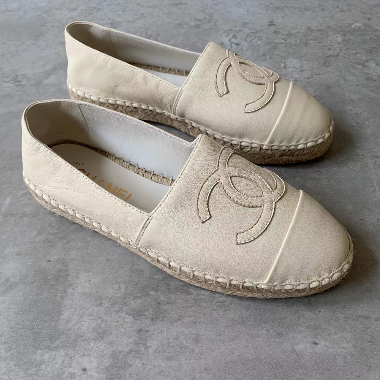 Chanel Espadrilles Lambskin White Ivory Chanel Espadrilles Lambskin White Ivory