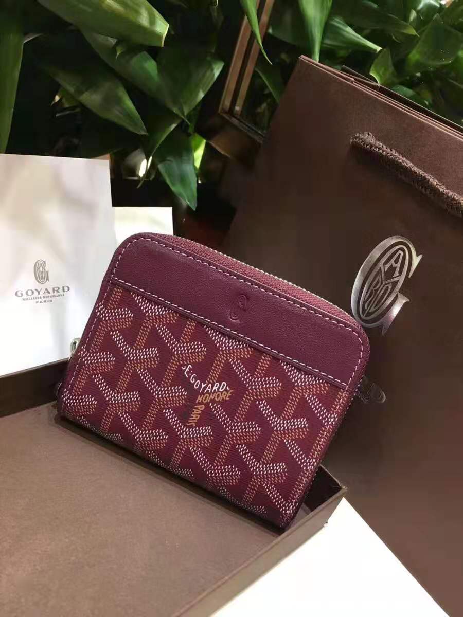 Goyard Compact Zip Wallet Maroon
