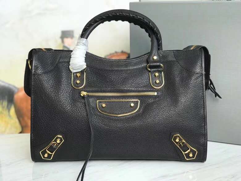 Balenciaga Classic City Lambskin Metallic Egde Black