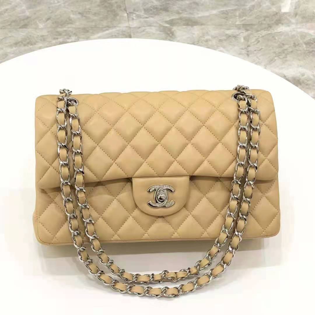 Chanel Classic Double Flap Medium Lambskin Beige