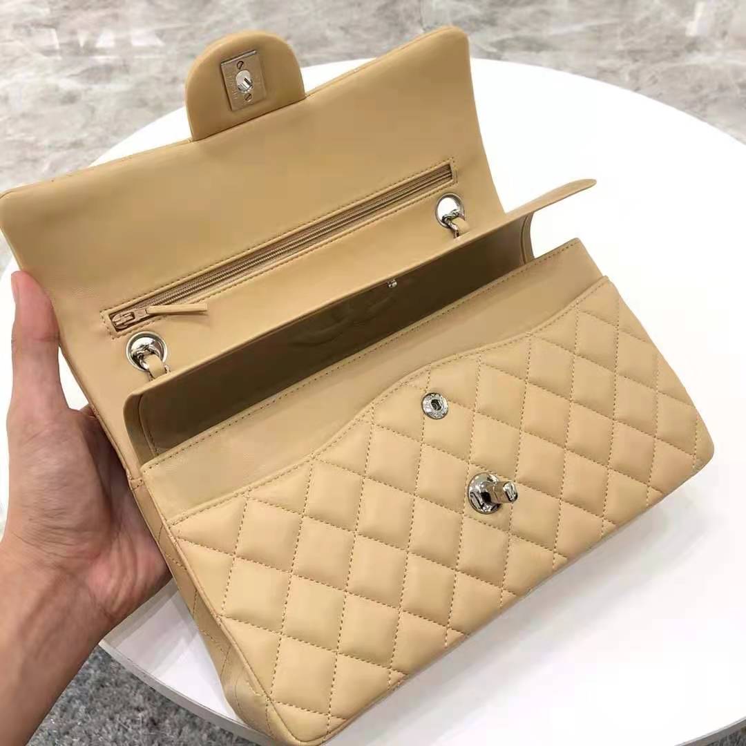 Chanel Classic Double Flap Medium Lambskin Beige Chanel Classic Double Flap Medium Lambskin Beige