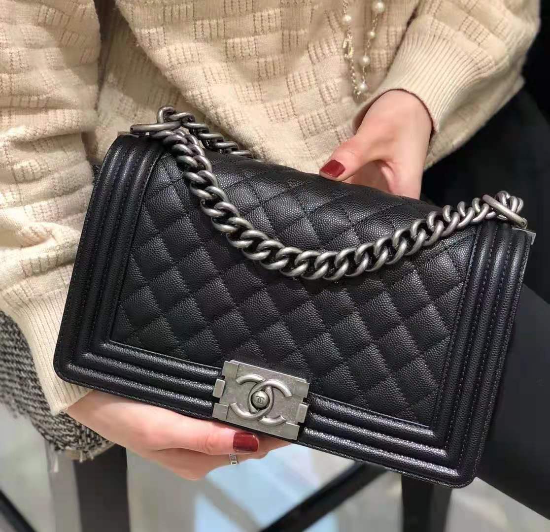 Chanel Boy Black Caviar Medium SHW