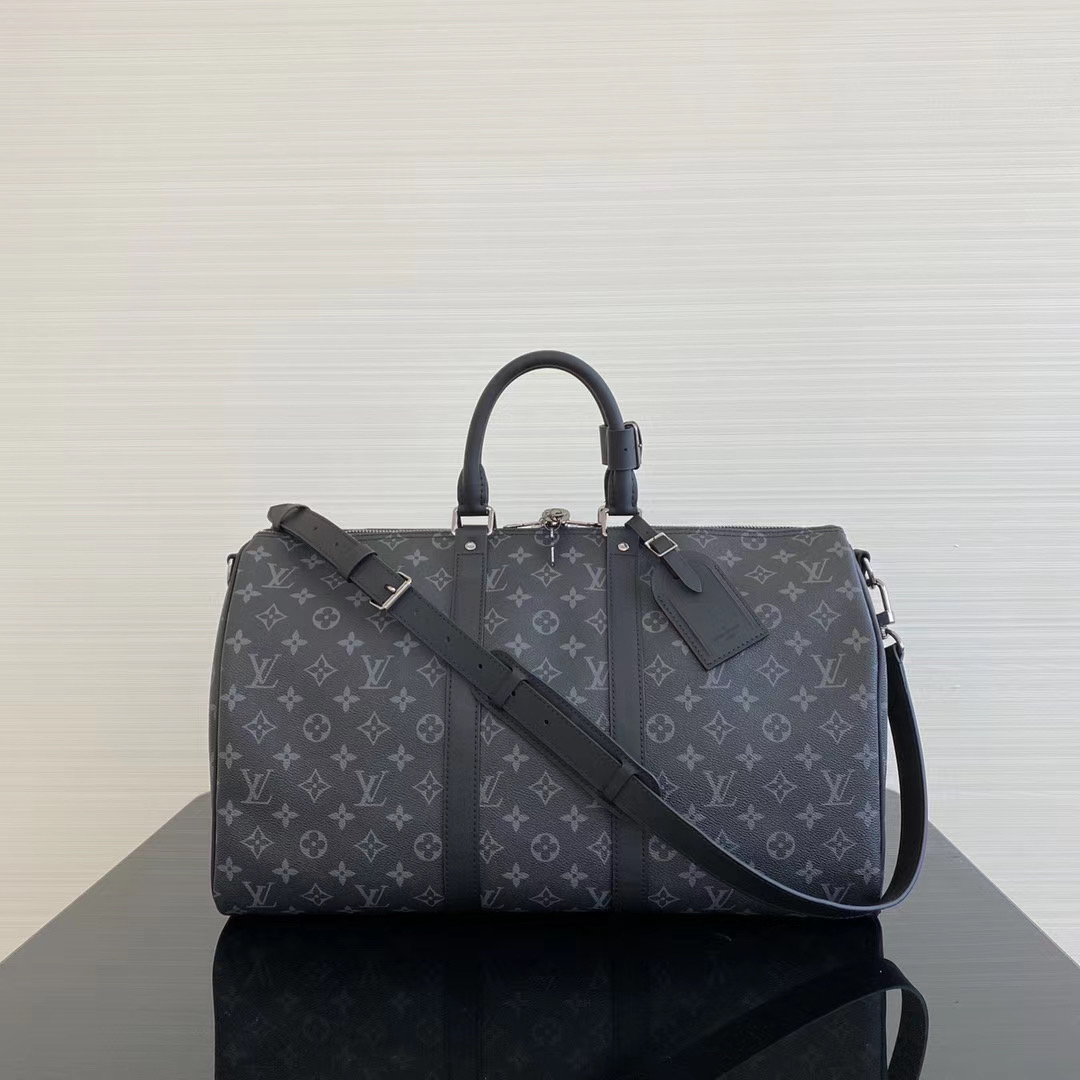 LV Keepall Bandoulière 45 Monogram Eclipse Canvas