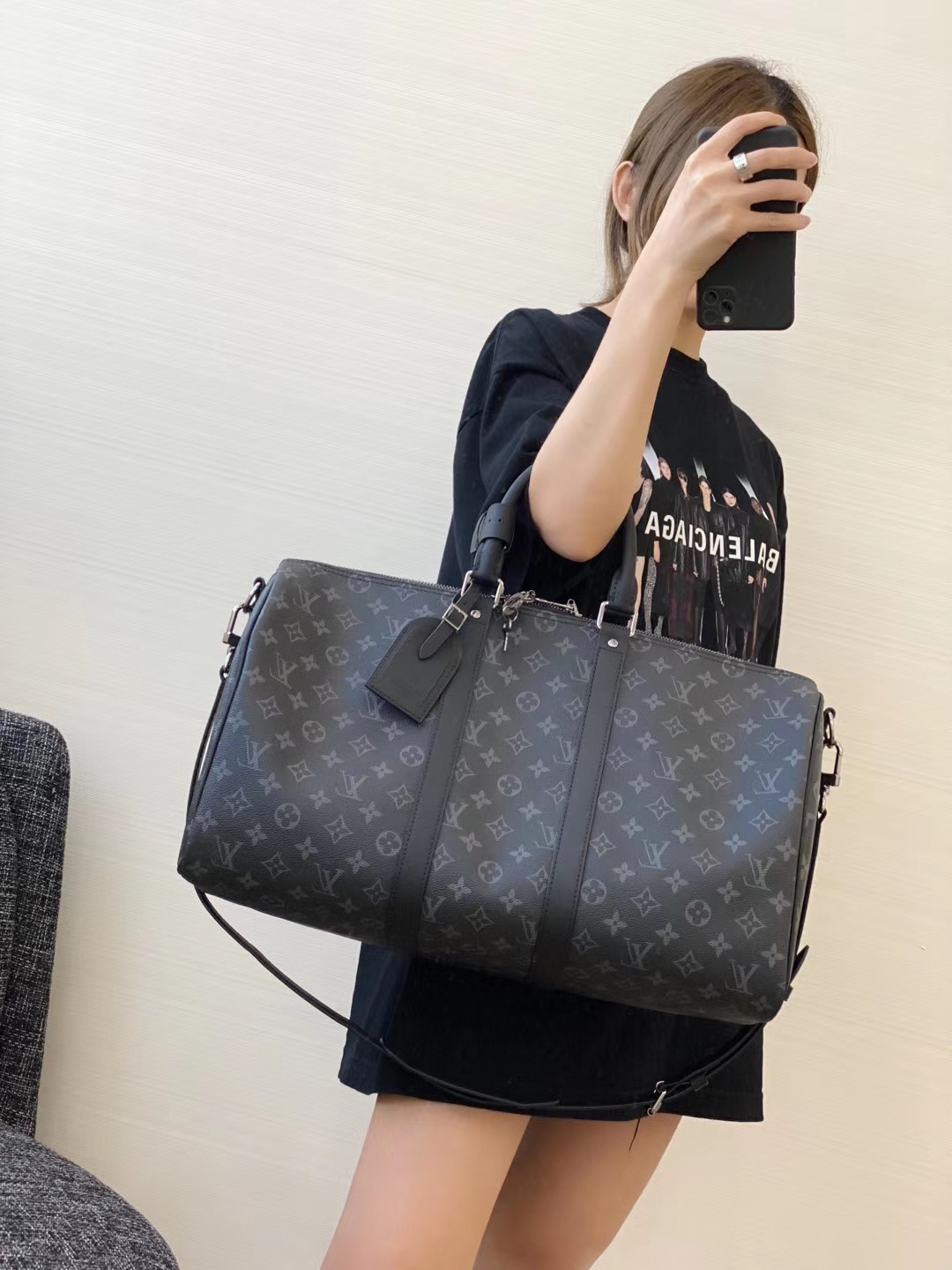 LV Keepall Bandoulière 45 Monogram Eclipse Canvas LV Keepall Bandoulière 45 Monogram Eclipse Canvas