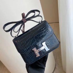 Hermès Constance 18 Shiny Alligator Blue Marine PHW