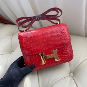 Hermès Constance 18 Shiny Alligator Rouge Braise GHW