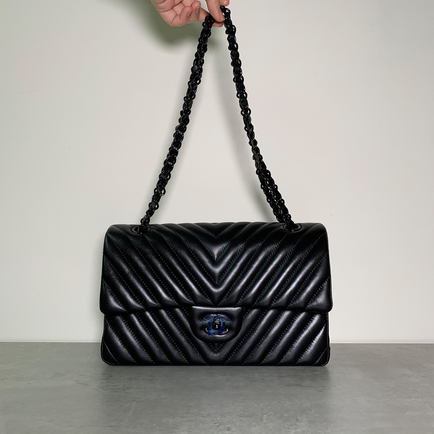 Chanel Classic Double Flap Chevron So Black Medium Chanel Classic Double Flap Chevron So Black Medium