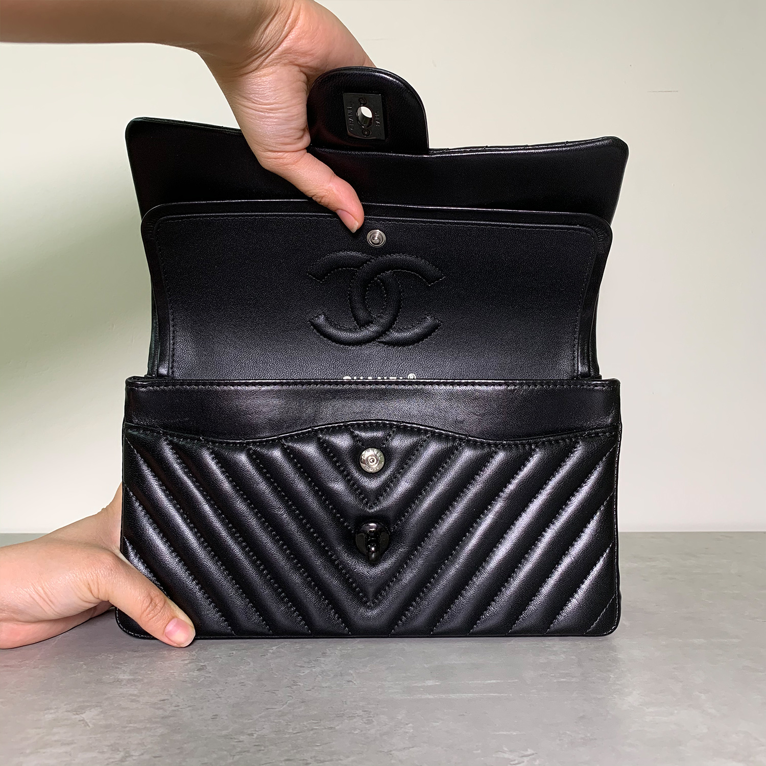 Chanel Classic Double Flap Chevron So Black Medium Chanel Classic Double Flap Chevron So Black Medium