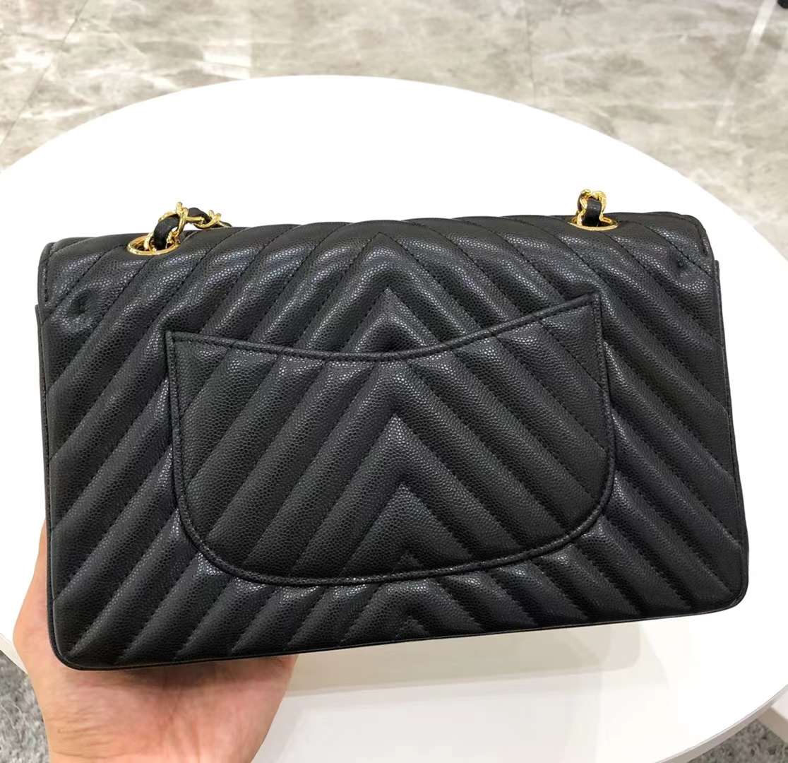 Chanel Classic Double Flap Chevron Black Medium Chanel Classic Double Flap Chevron Black Medium