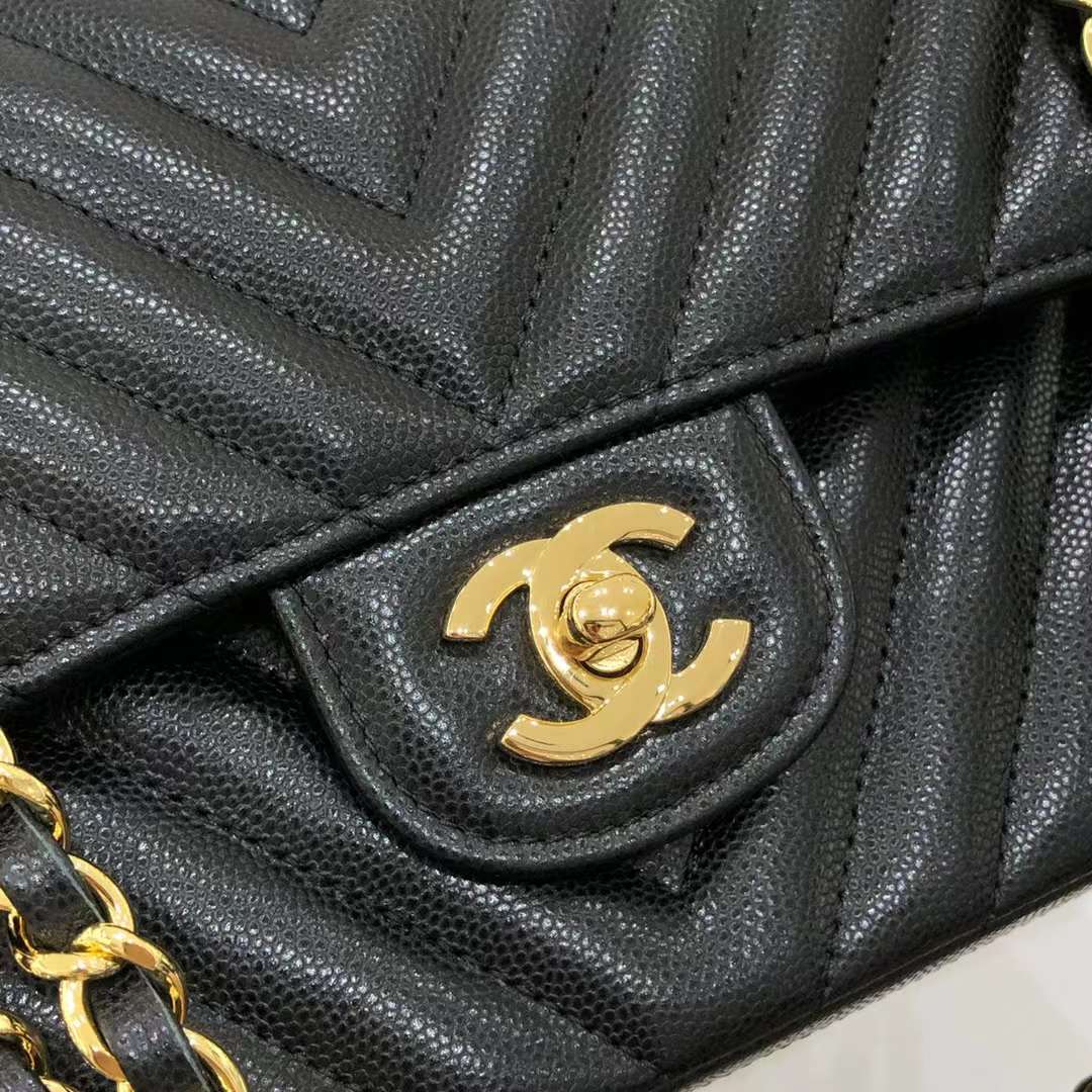 Chanel Classic Double Flap Chevron Black Medium Chanel Classic Double Flap Chevron Black Medium