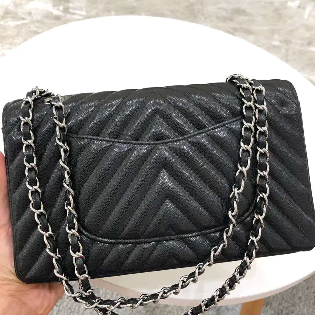 Chanel Classic Double Flap Chevron Black Medium Chanel Classic Double Flap Chevron Black Medium