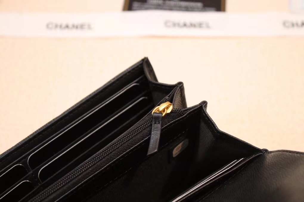 Chanel Boy Black Caviar Long Wallet Chanel Boy Black Caviar Long Wallet