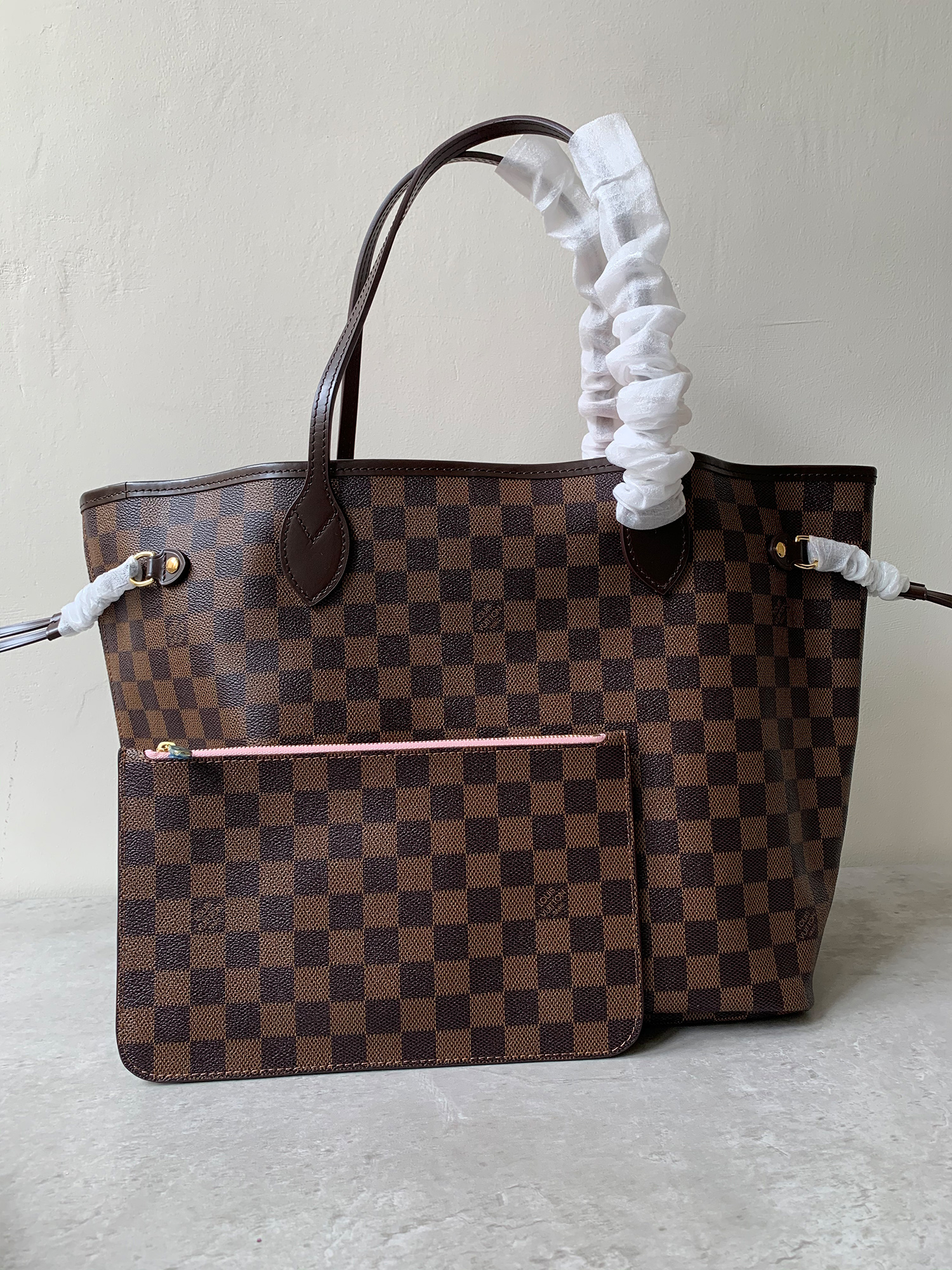 (Ready) Louis Vuitton Neverful MM Damier Rose Ballerine