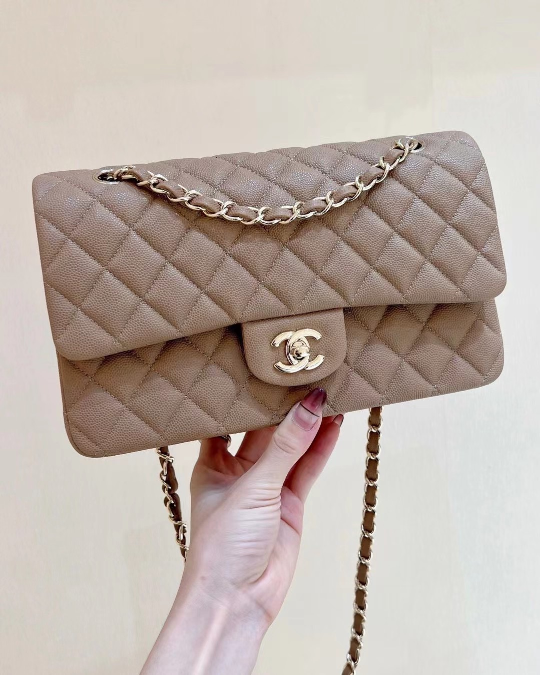 Chanel Classic Double Flap Medium Beige 22A