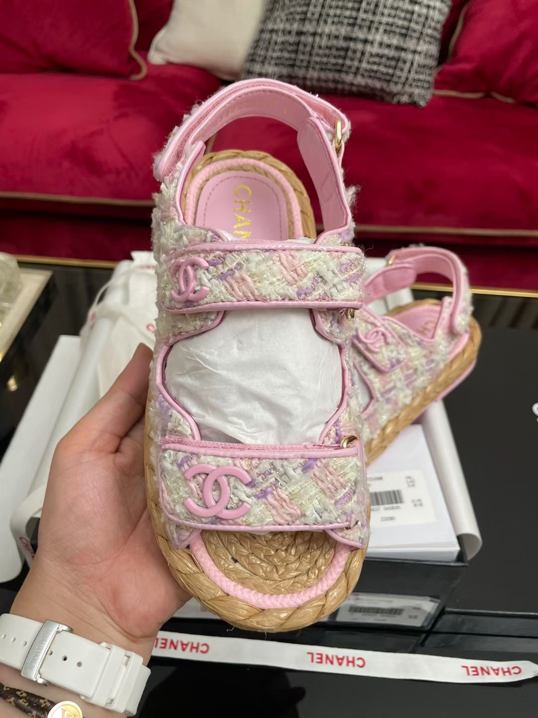 Chanel Tweed Dad Sandals