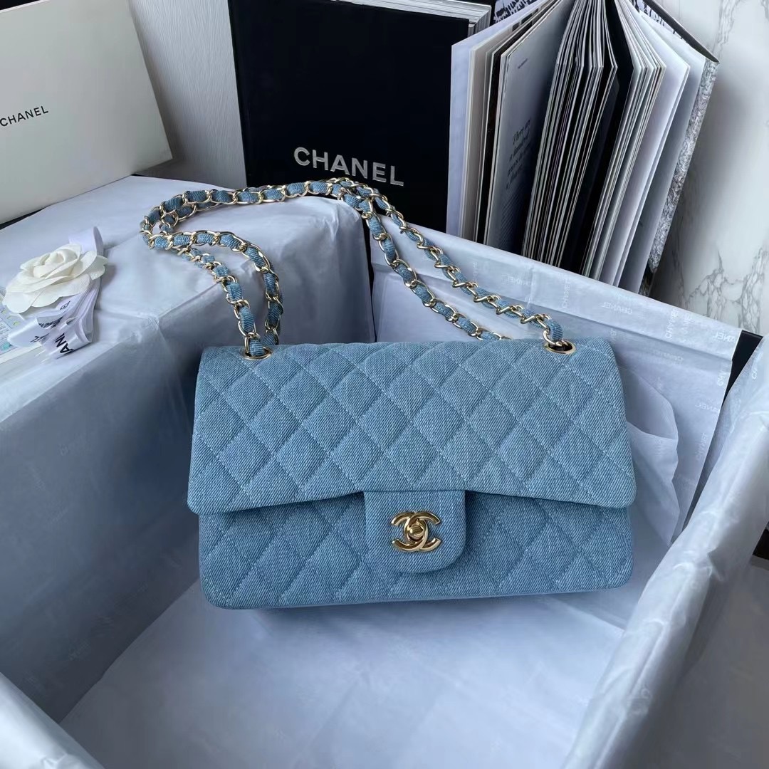 Chanel Double Flap Medium Denim