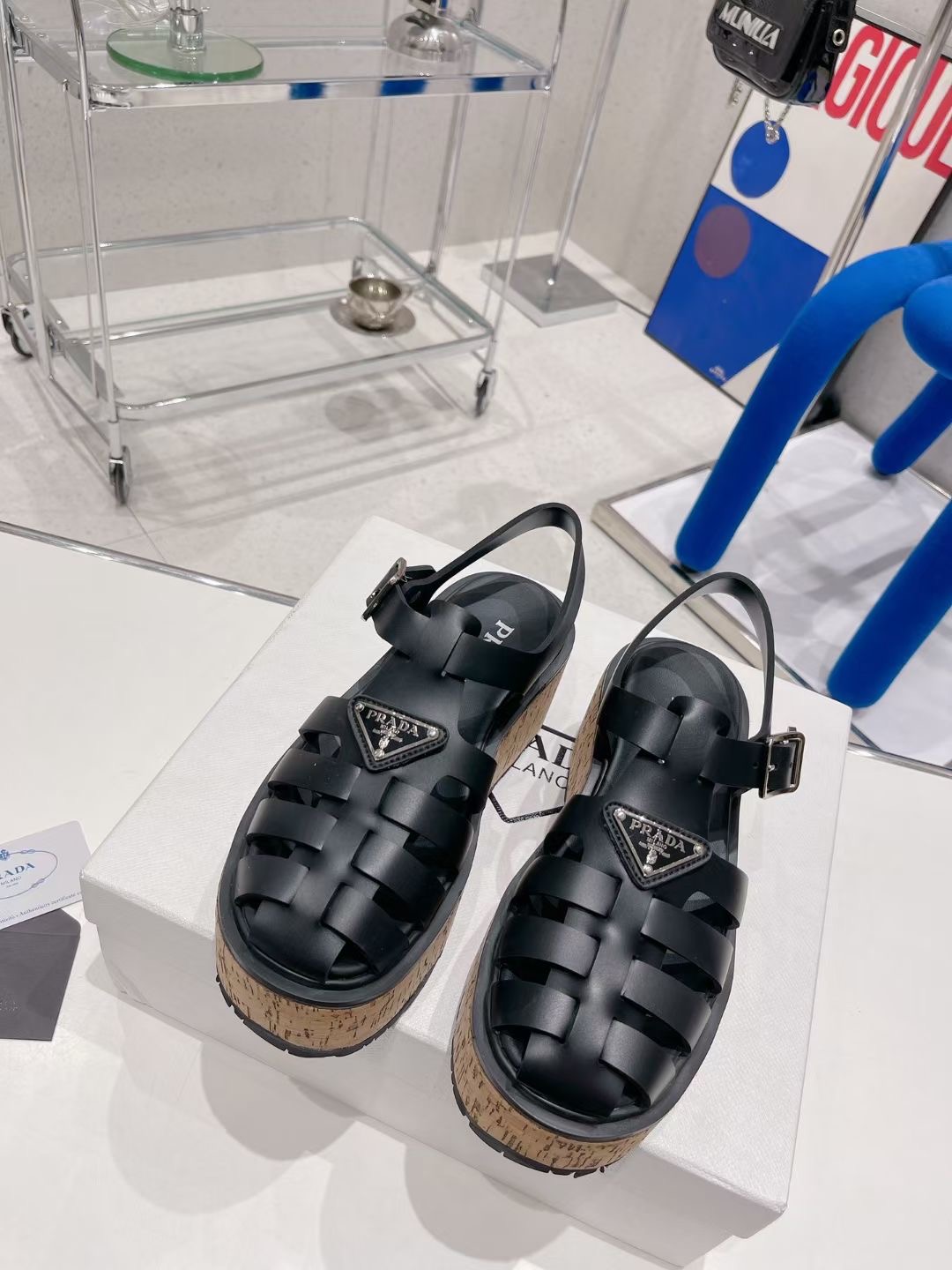 Prada Rubber Wedge Platform Sandals