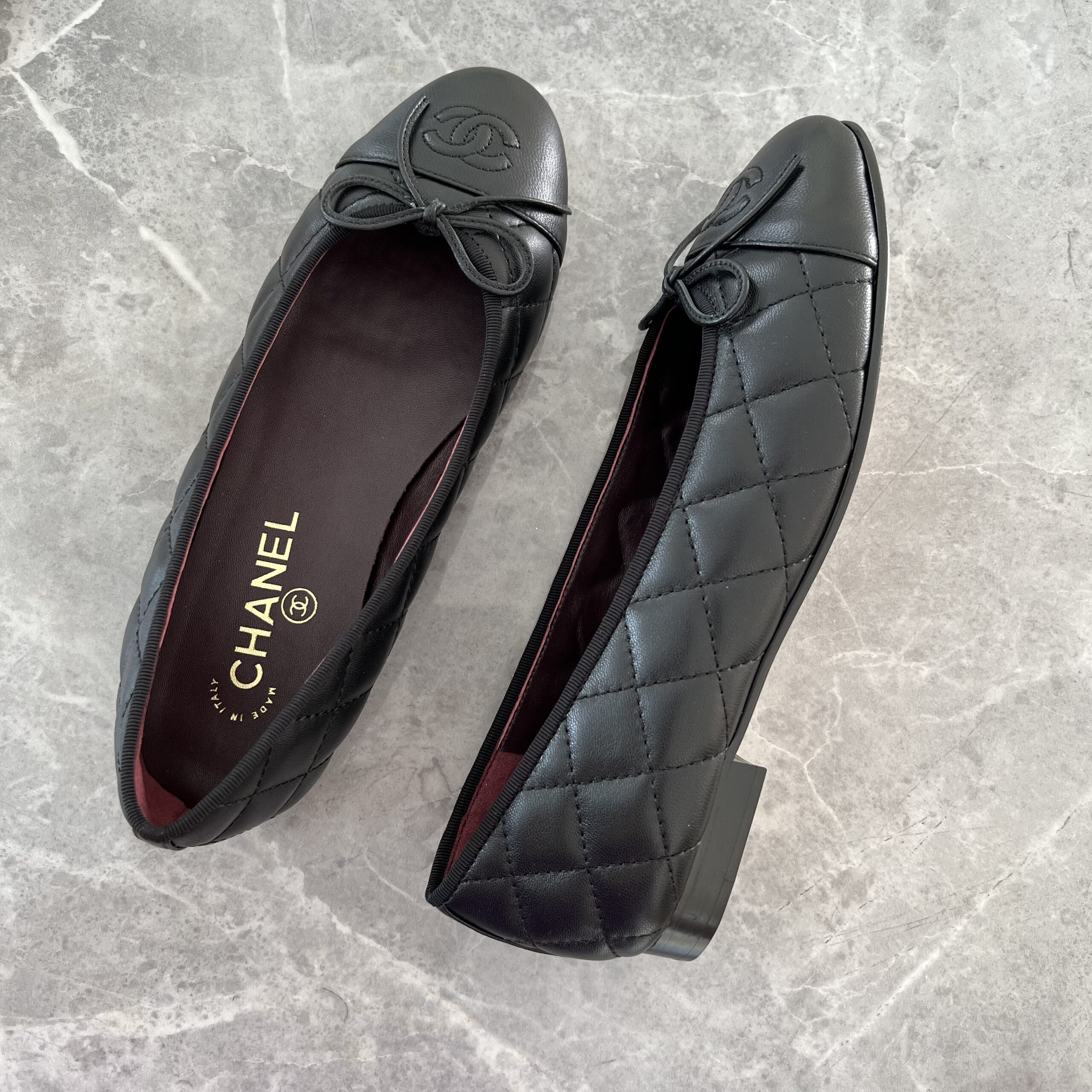 Chanel Black Quilted Cap Toe Ballerina Flats Chanel Black Quilted Cap Toe Ballerina Flats