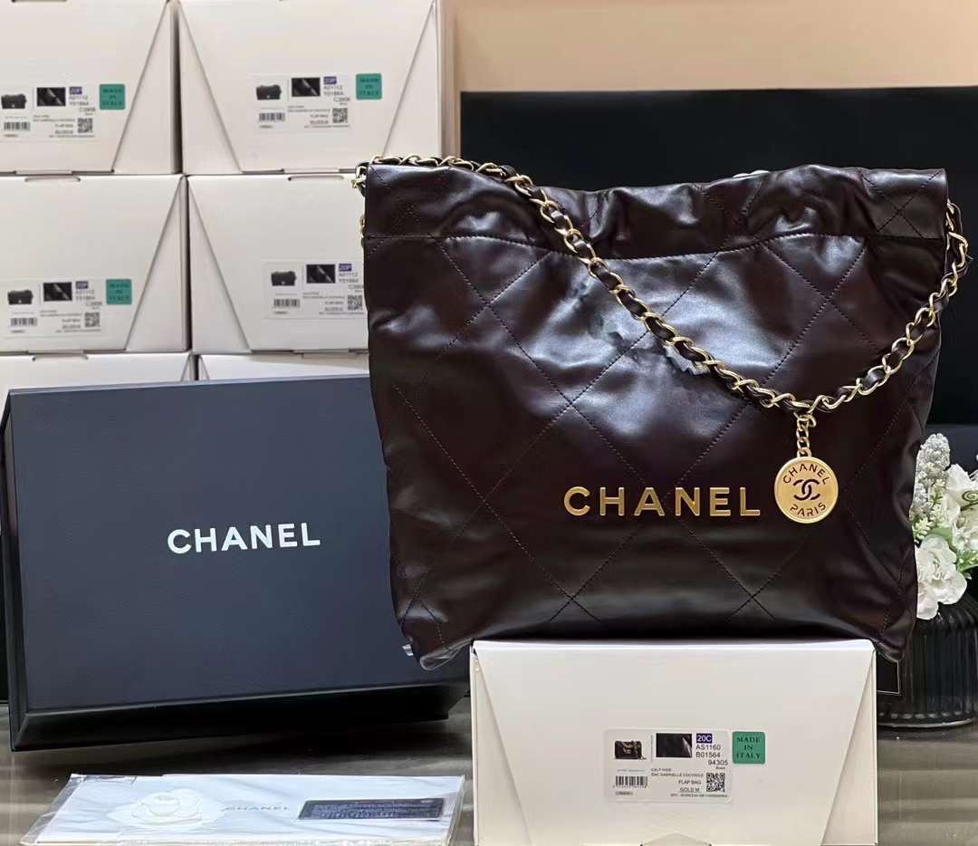 Chanel 22 Small Handbag Dark Brown